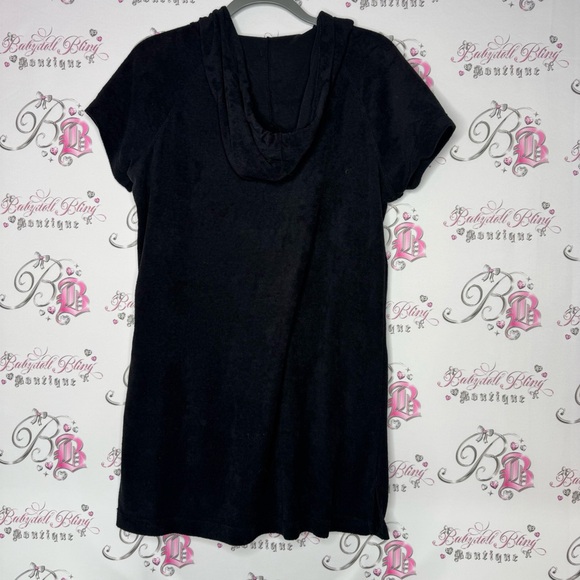 Faded glory dress tshirt coverup terry cloth towel zip up black silver beach - Picture 4 of 5